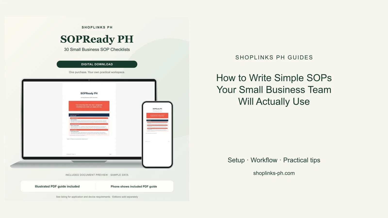 SOPReady PH practical template workflow guide cover