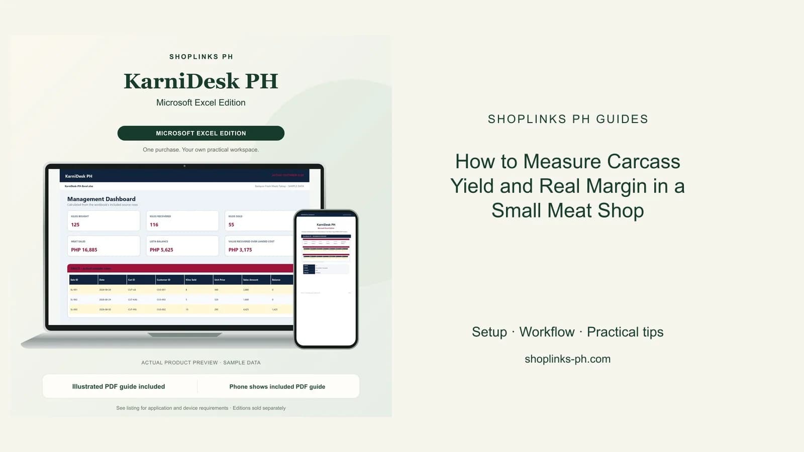 KarniDesk PH Microsoft Excel Edition dashboard using fictional sample data