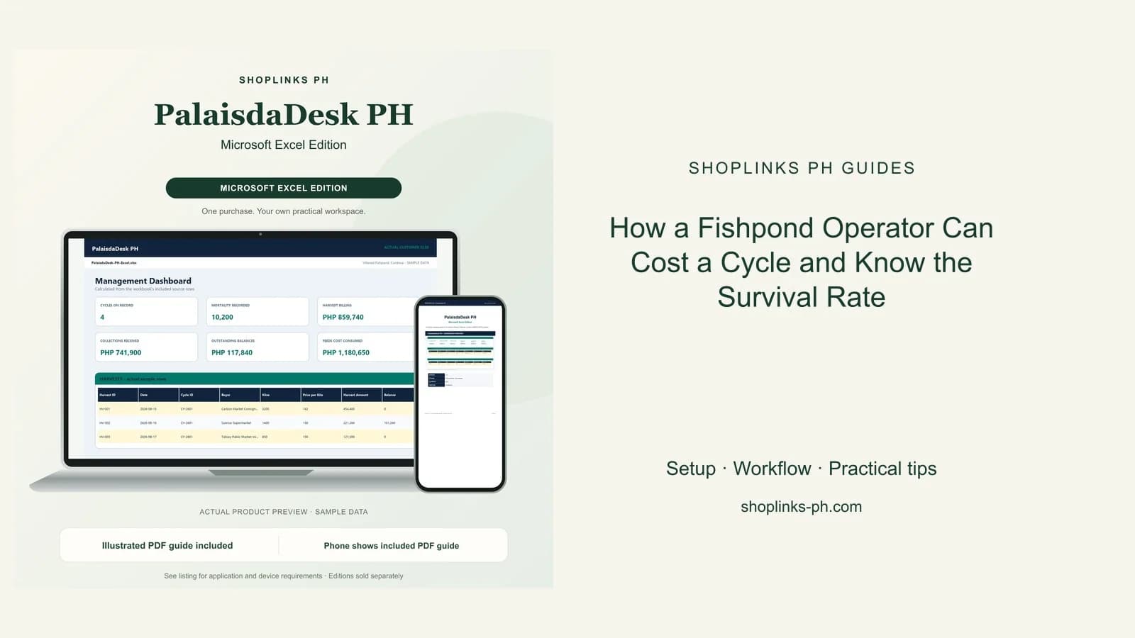 PalaisdaDesk PH Microsoft Excel Edition dashboard using fictional sample data