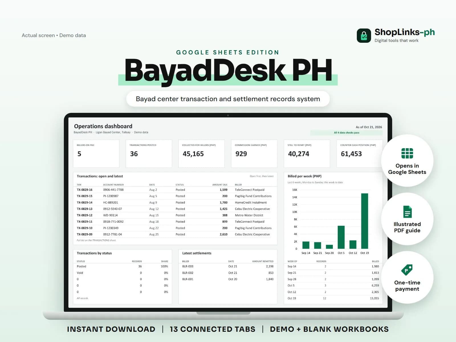 Every bill posted, every peso still to remit.