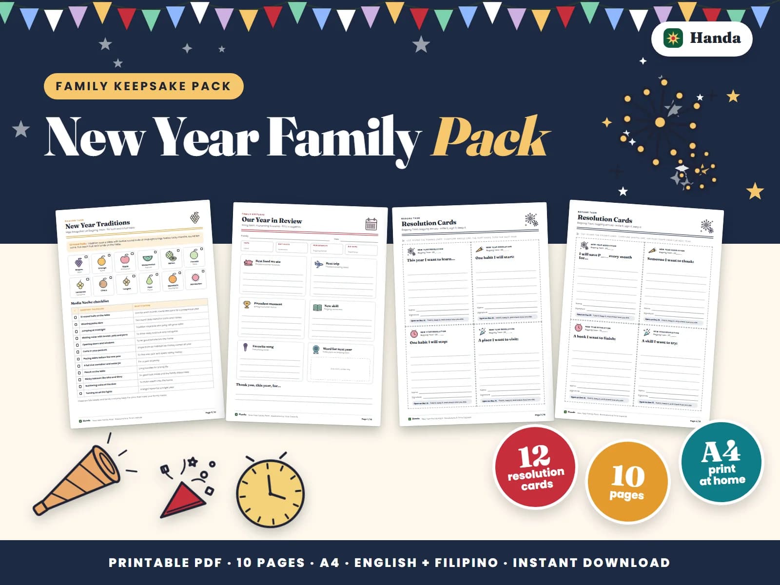 Resolution cards, a family time capsule, a year in review and talk games.
