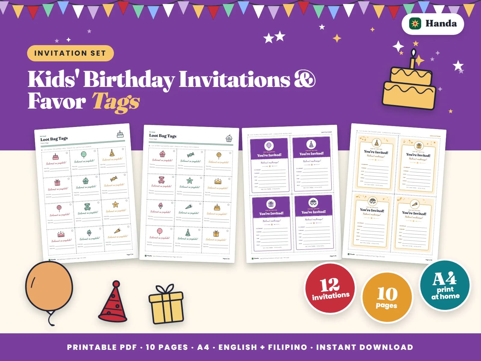 Fill-in invitations, thank-you cards, favor tags and name tags.