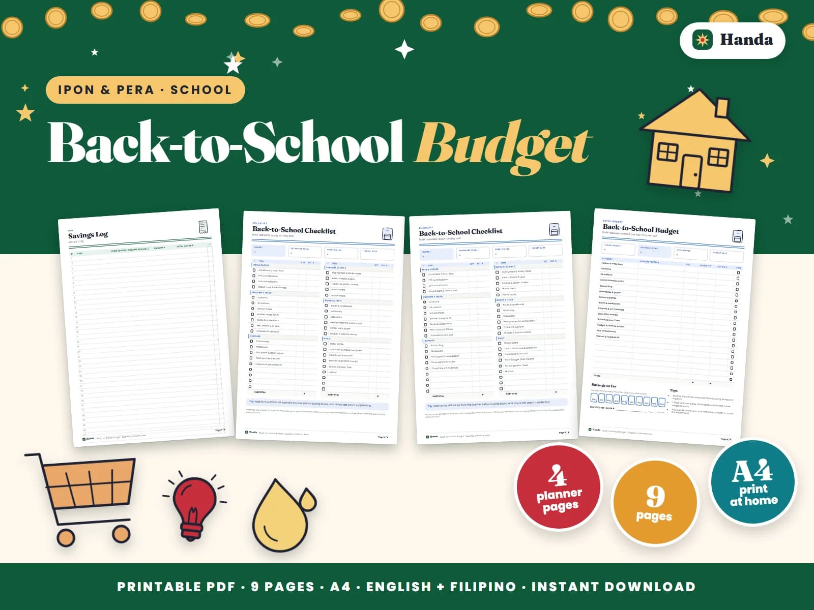 A back-to-school checklist and budget for supplies, uniforms and fees.