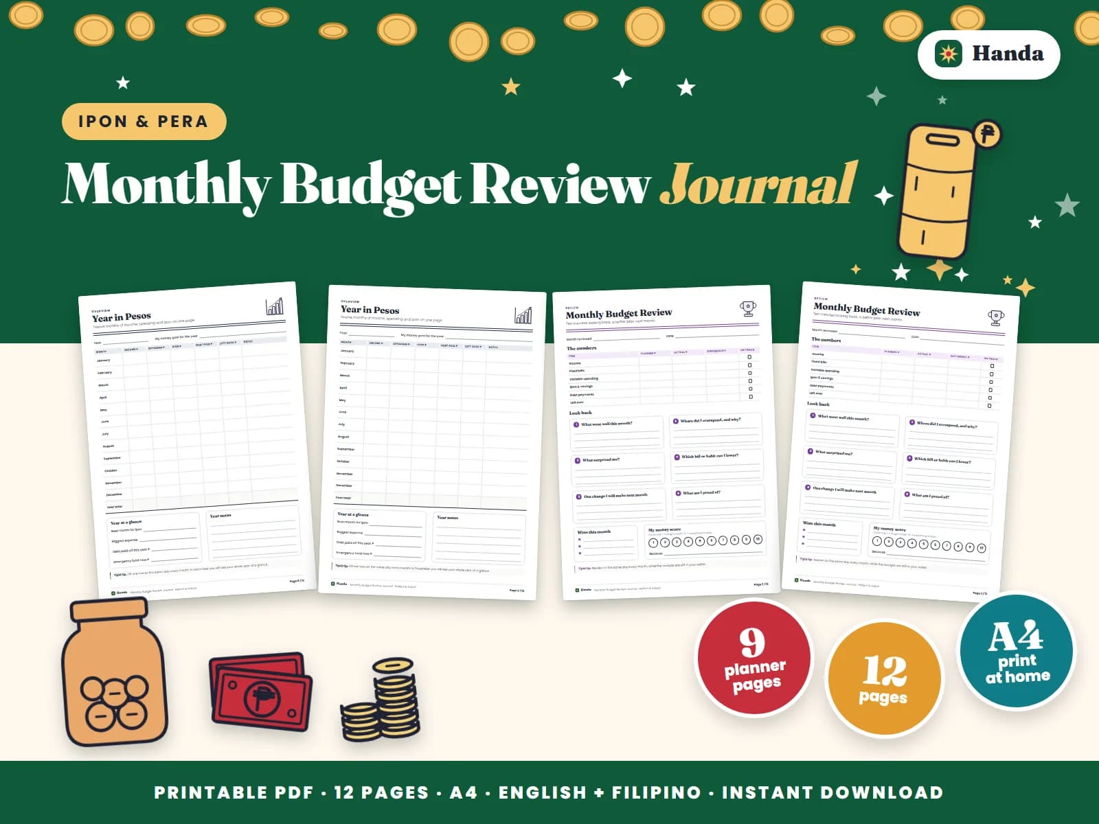 Six monthly reviews and a year overview to keep your budget honest.