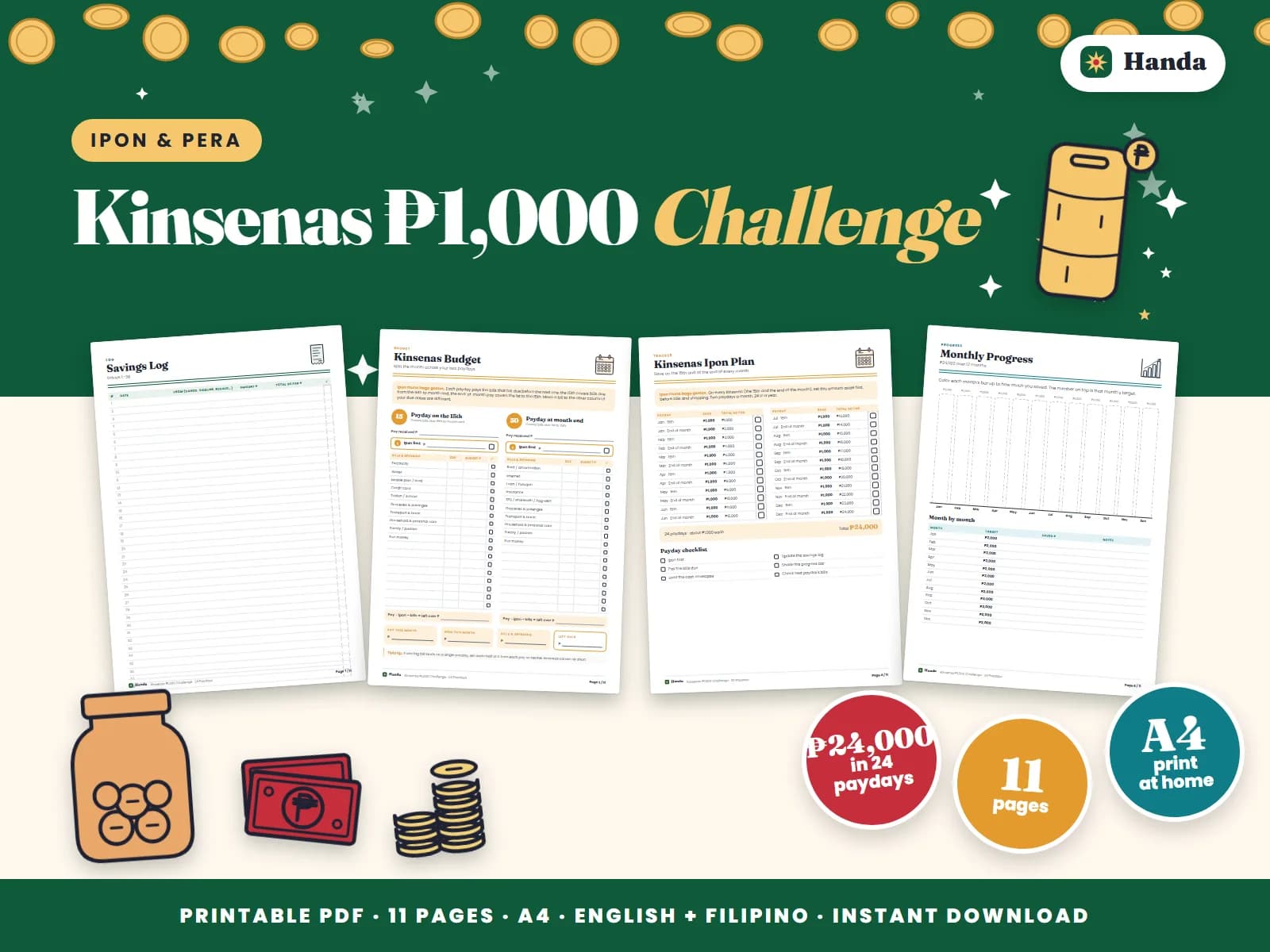 ₱1,000 every 15th and end of month: ₱24,000 in a year, with a payday budget.