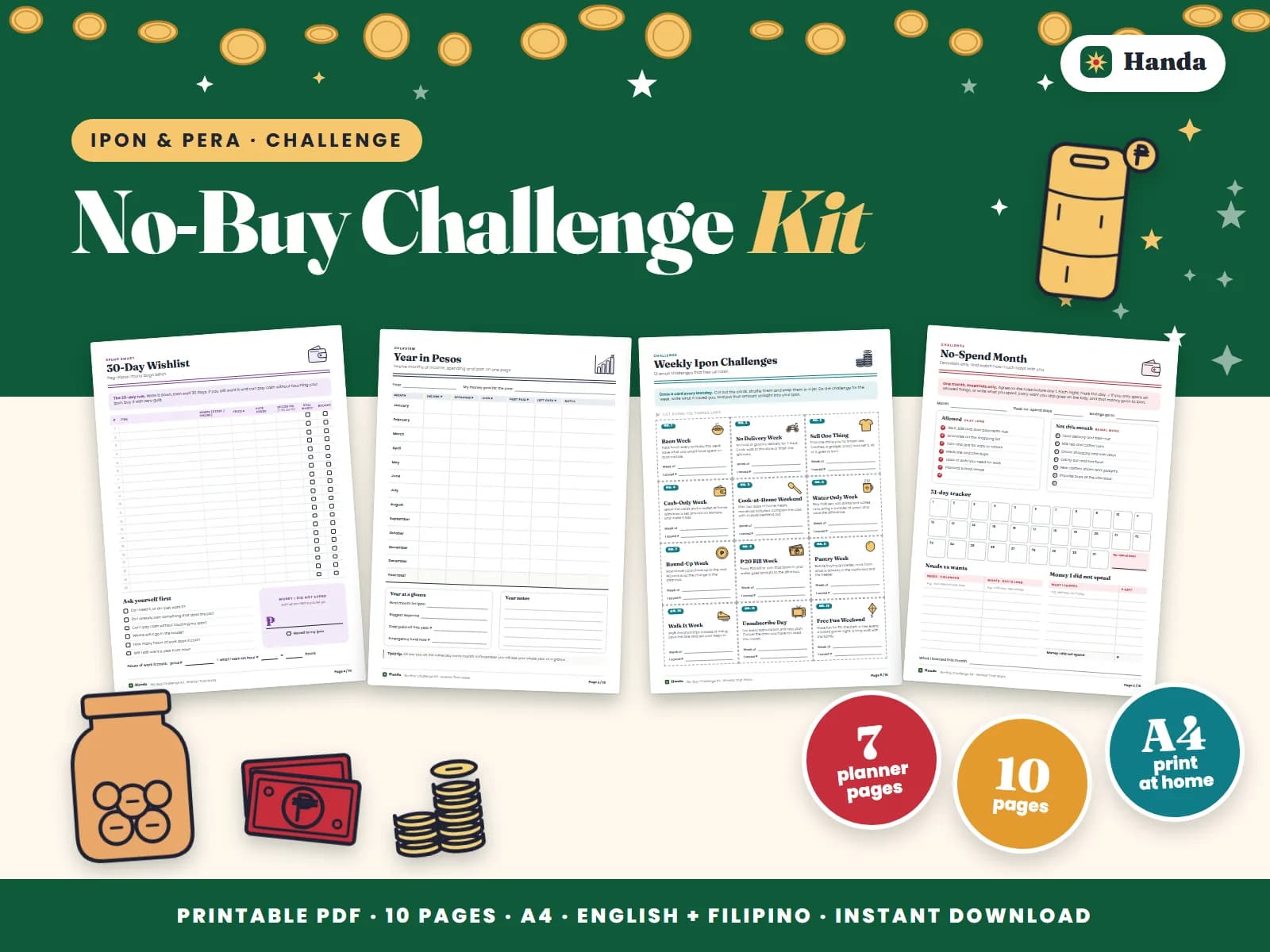 A no-spend tracker, a 30-day wishlist and mini challenges to break the shopping habit.