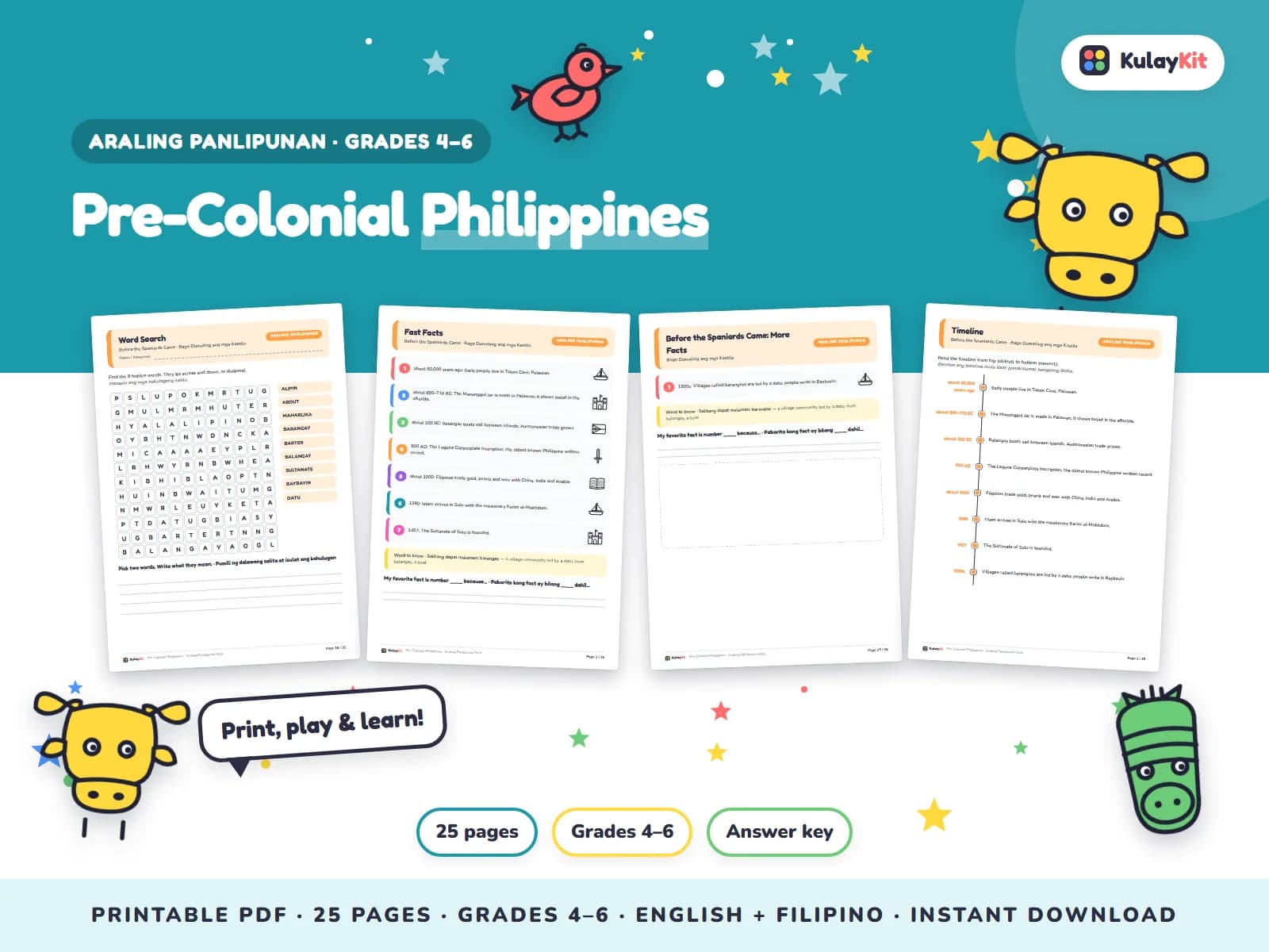Araling Panlipunan activities about the Philippines.