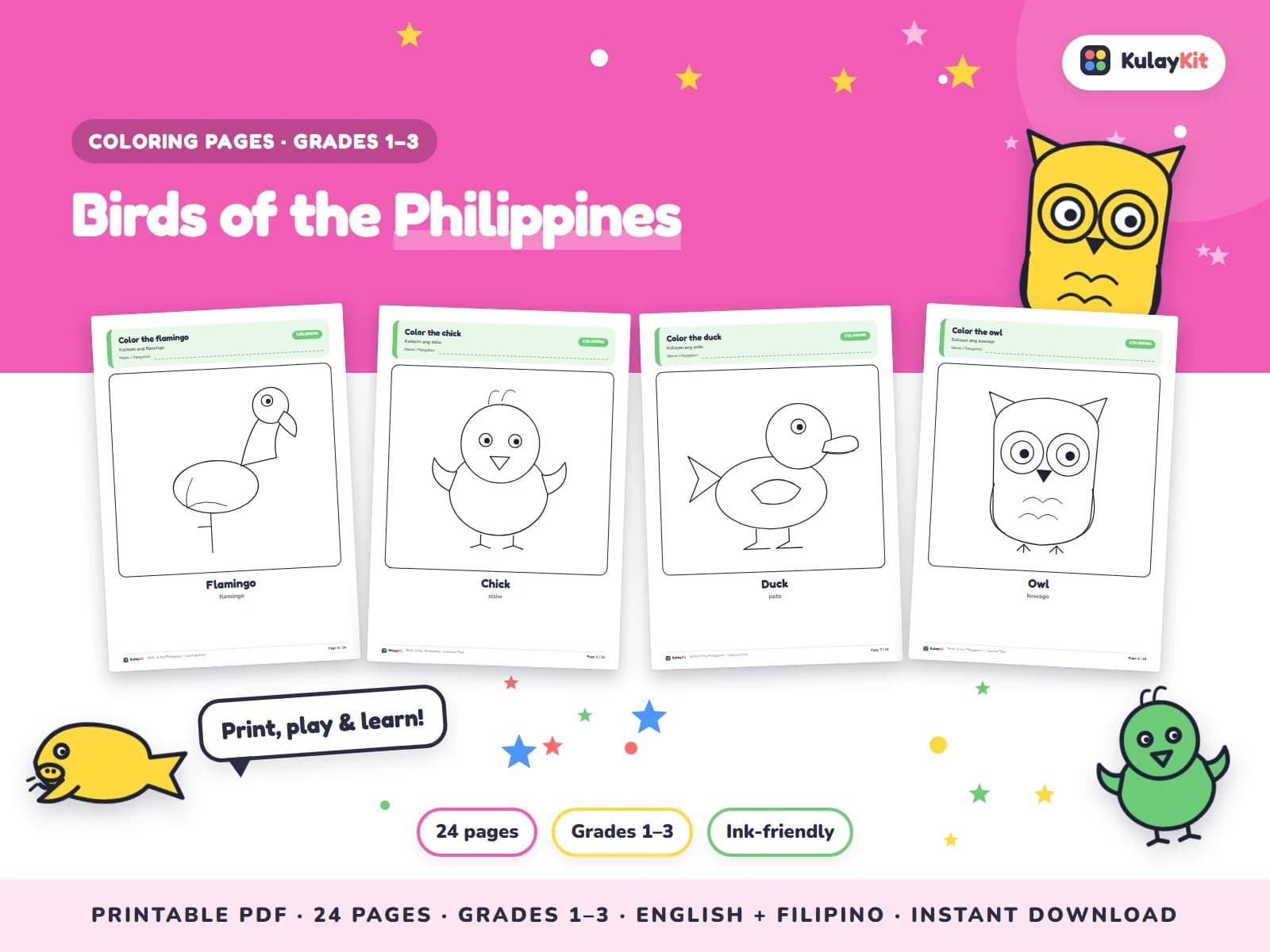 Colorful, modern coloring pages drawn for Filipino kids.