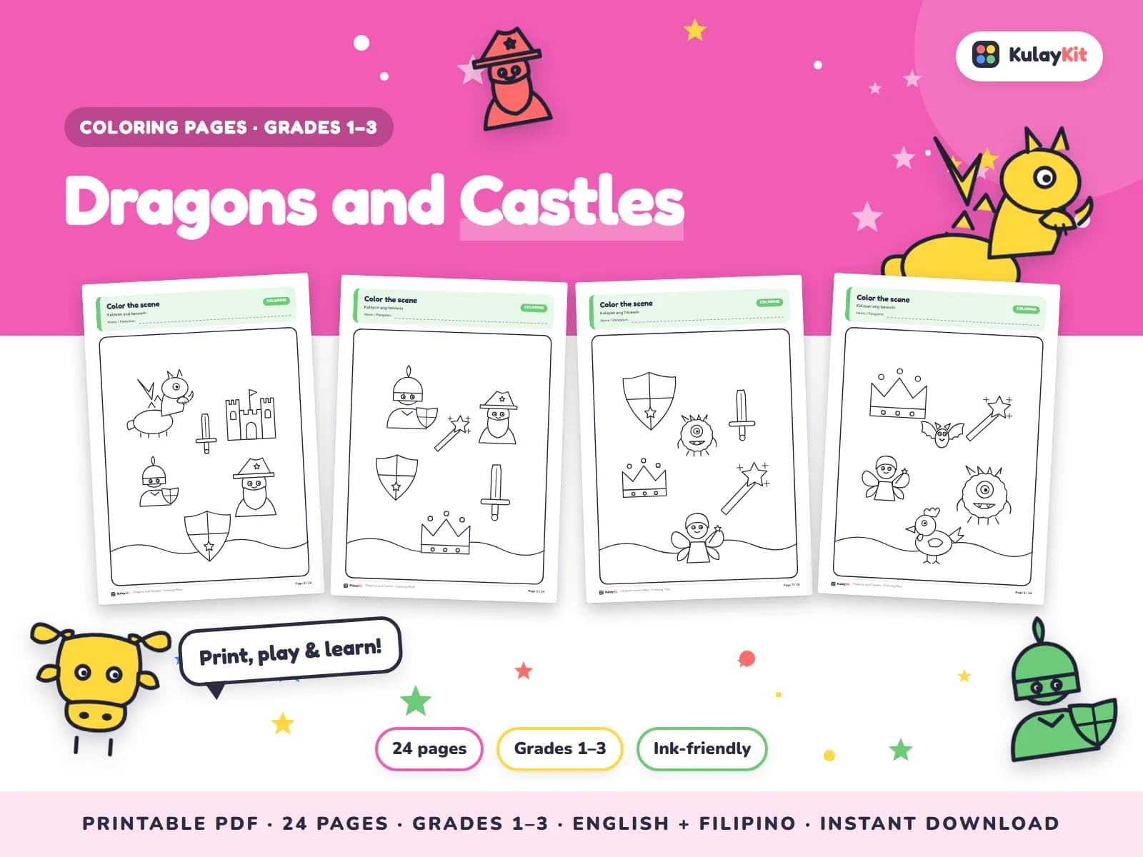Colorful, modern coloring pages drawn for Filipino kids.