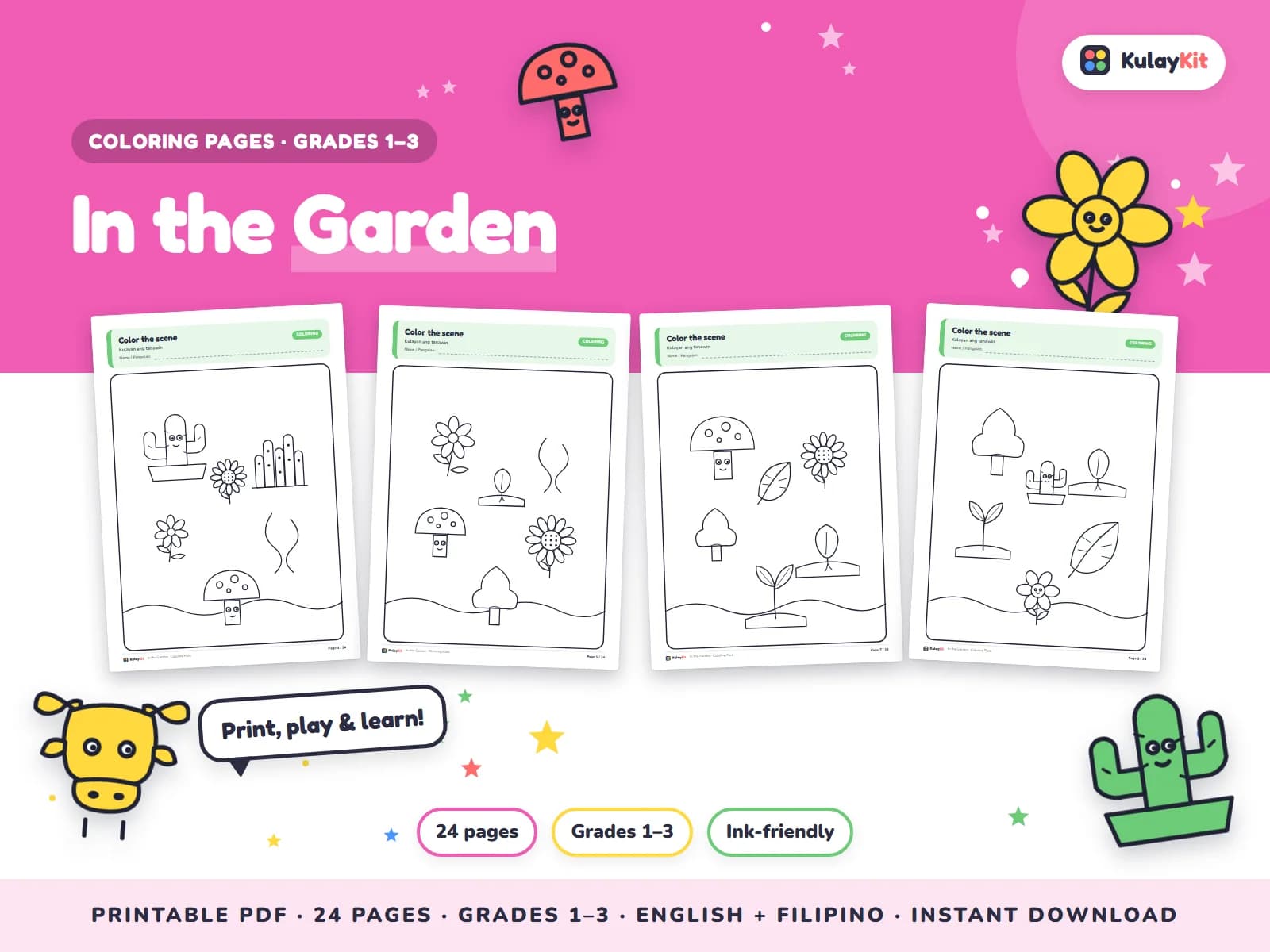Colorful, modern coloring pages drawn for Filipino kids.