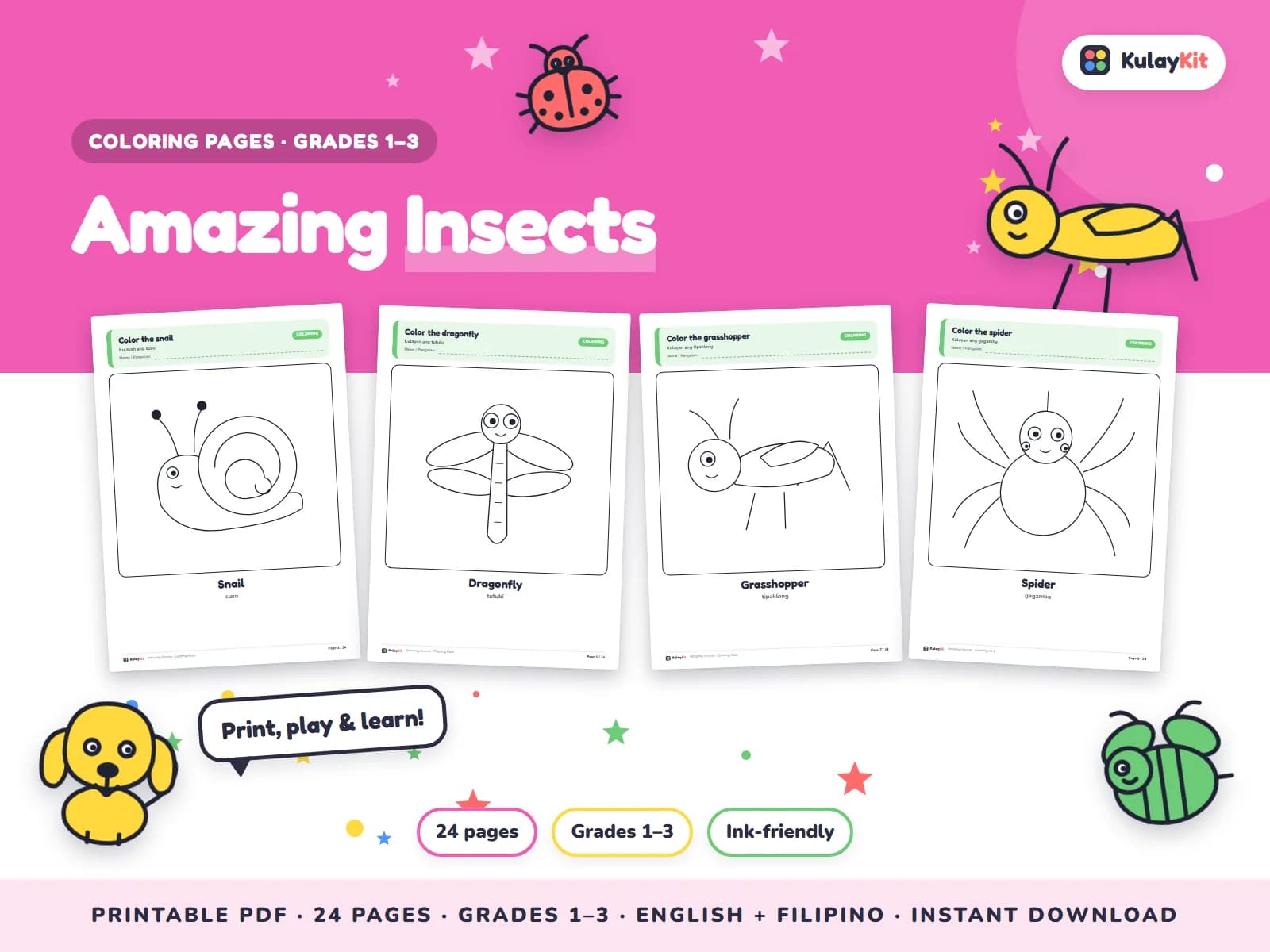 Colorful, modern coloring pages drawn for Filipino kids.