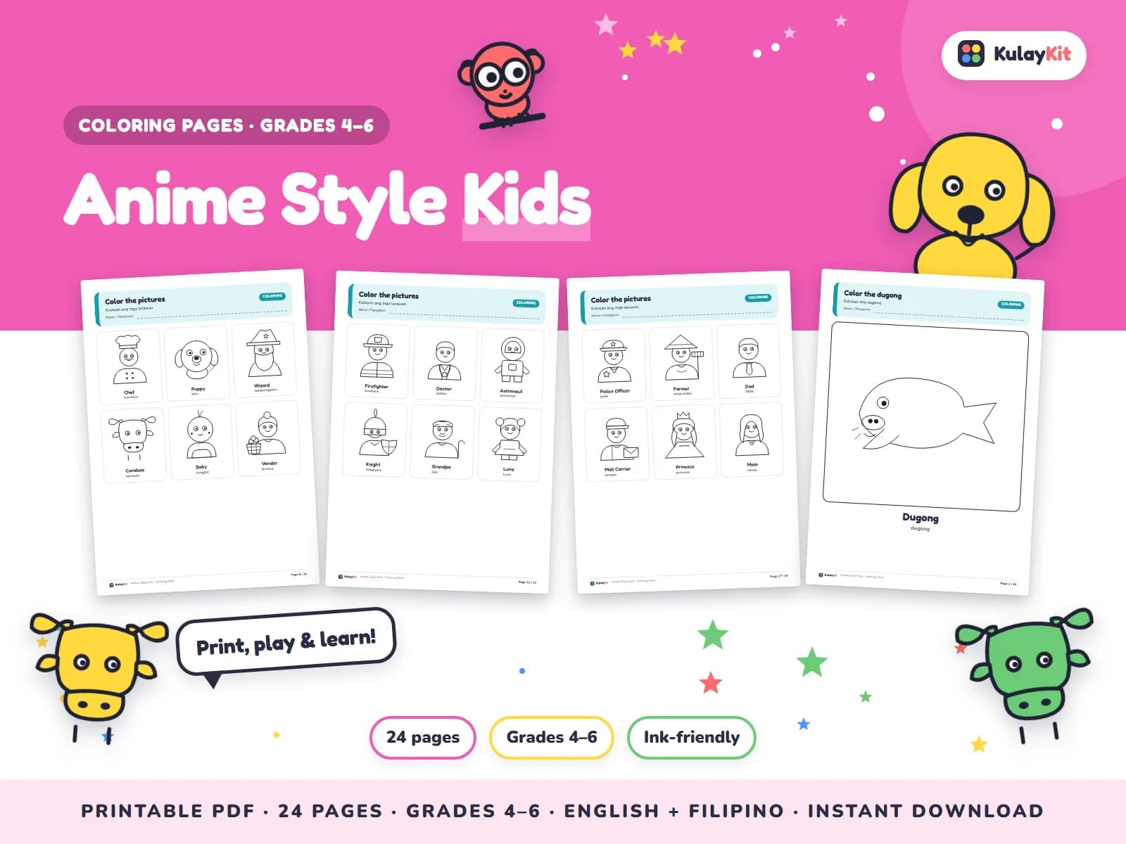 Colorful, modern coloring pages drawn for Filipino kids.