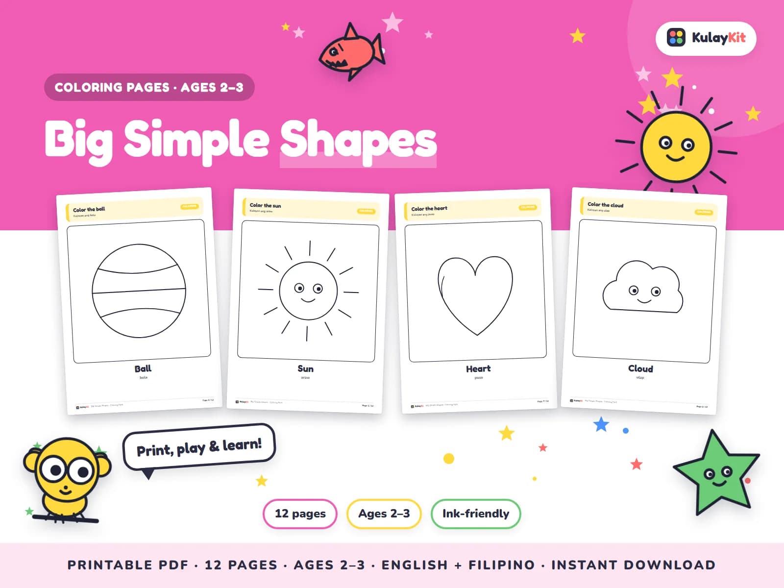 Colorful, modern coloring pages drawn for Filipino kids.