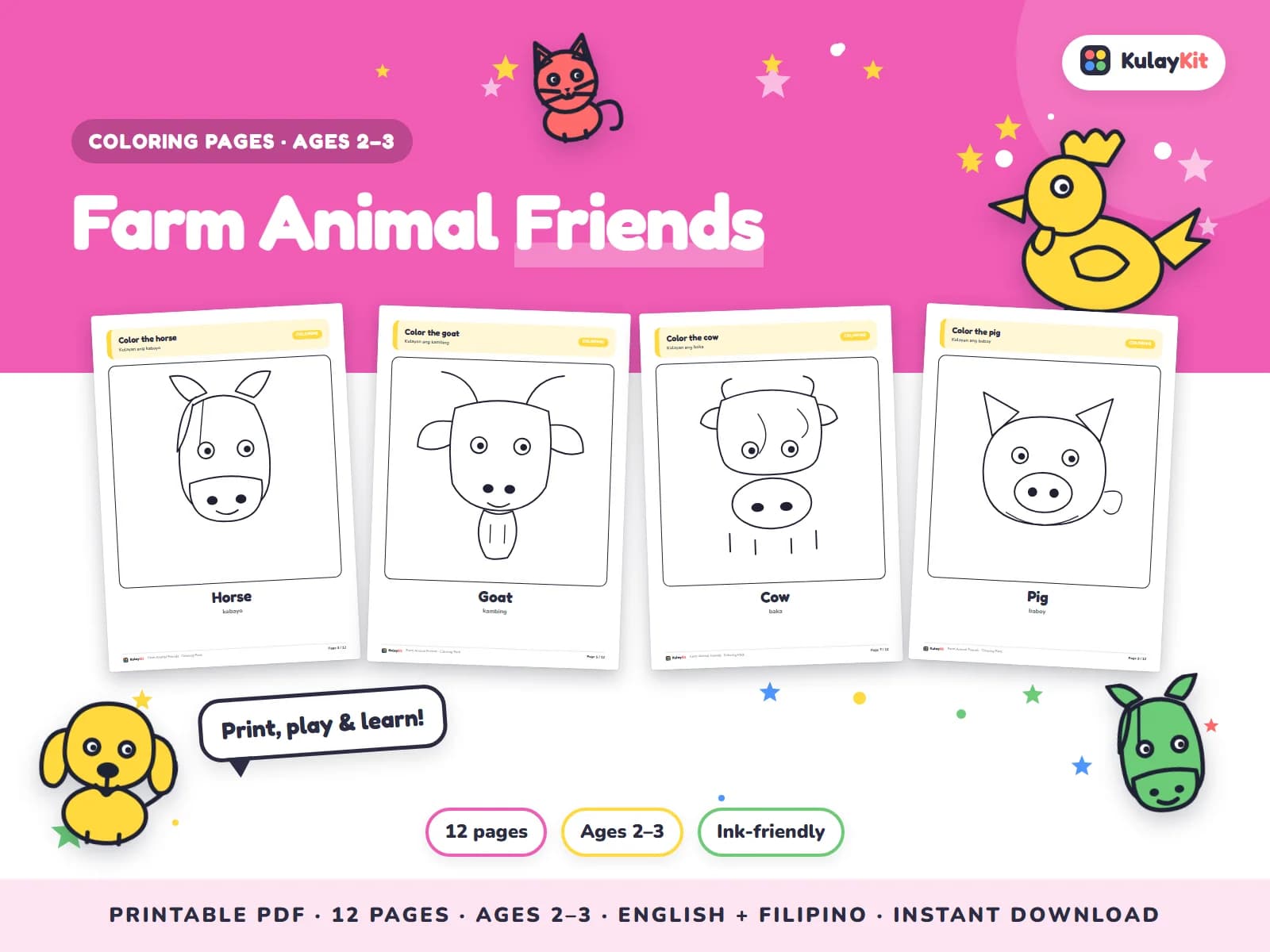 Colorful, modern coloring pages drawn for Filipino kids.