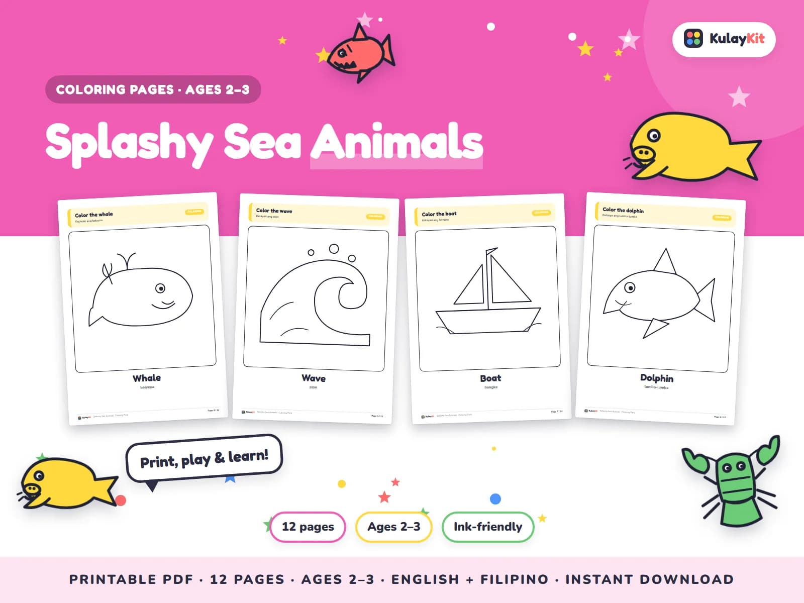 Colorful, modern coloring pages drawn for Filipino kids.