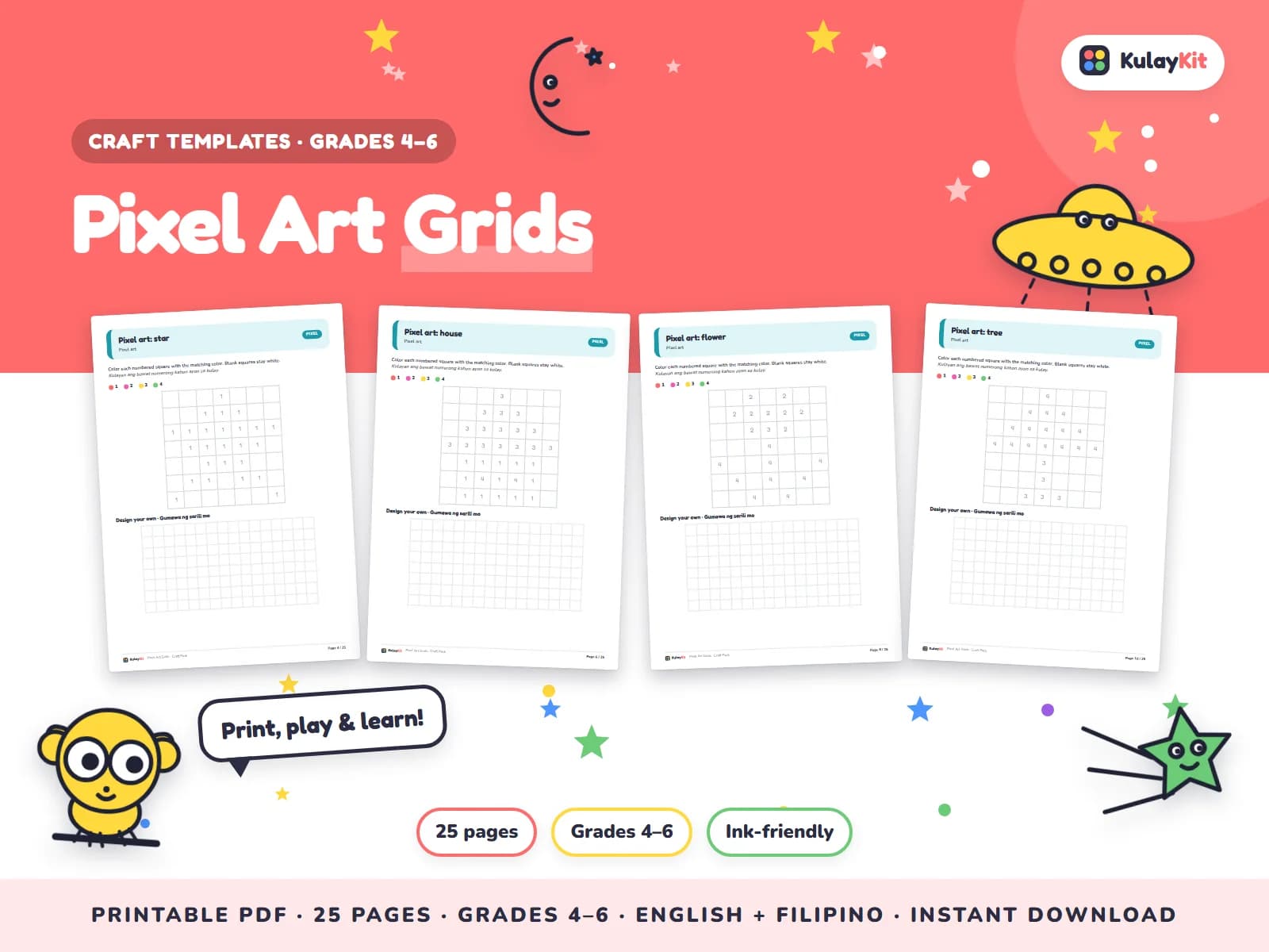 Cut, fold, and glue paper crafts.