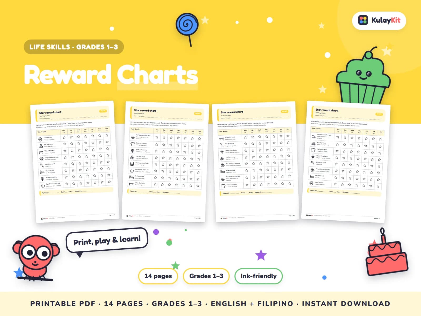 Charts, trackers, and values pages for growing kids.