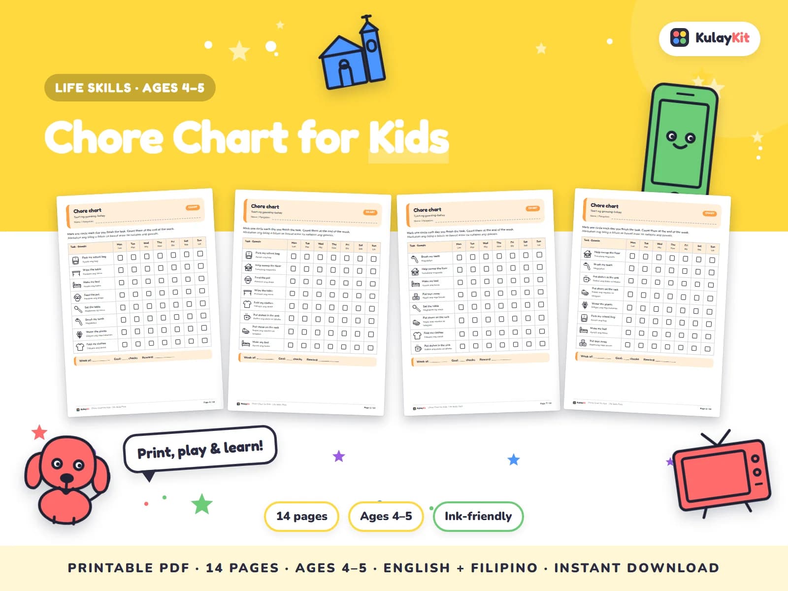 Charts, trackers, and values pages for growing kids.
