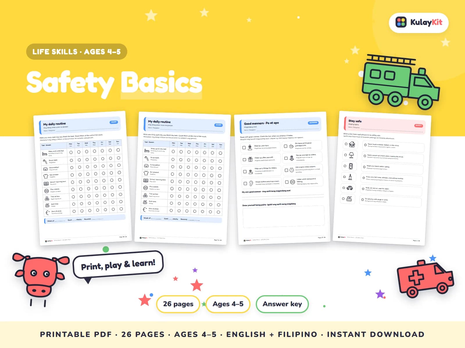 Charts, trackers, and values pages for growing kids.