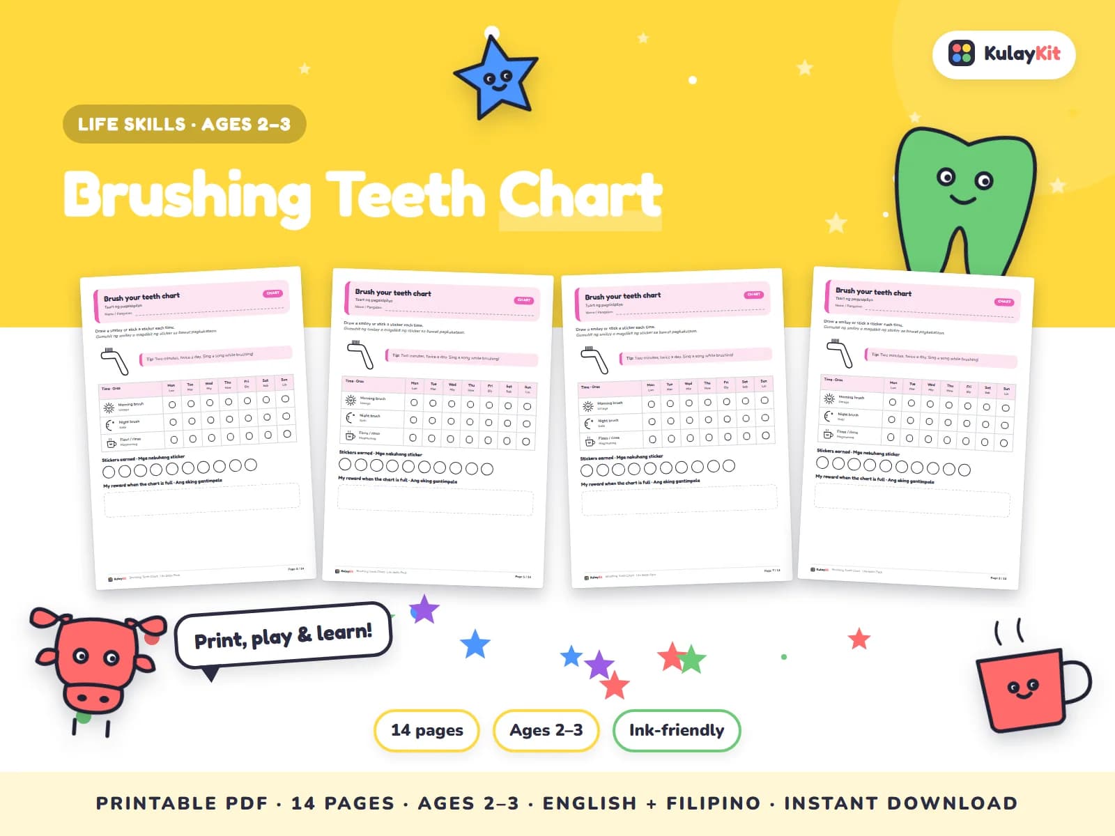 Charts, trackers, and values pages for growing kids.