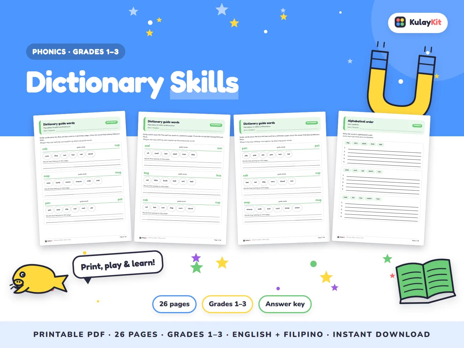 Phonics and alphabet practice for early readers.