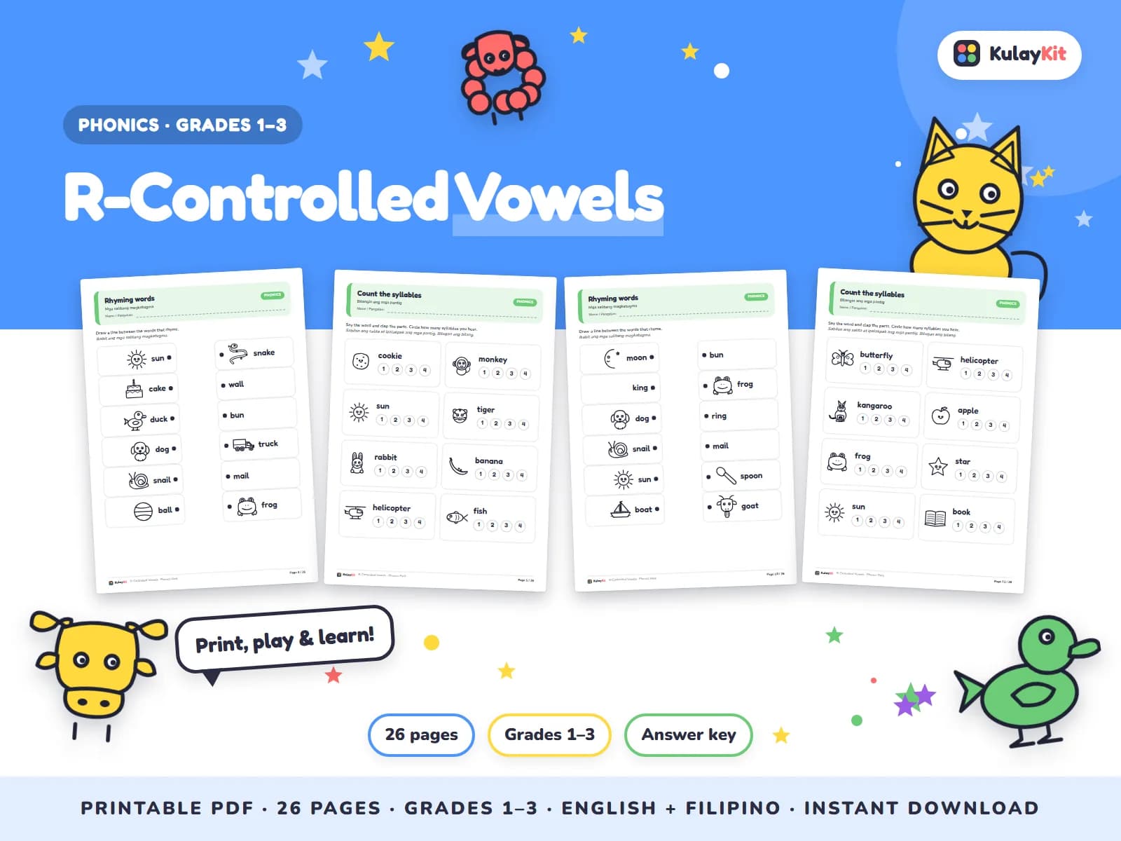 Phonics and alphabet practice for early readers.
