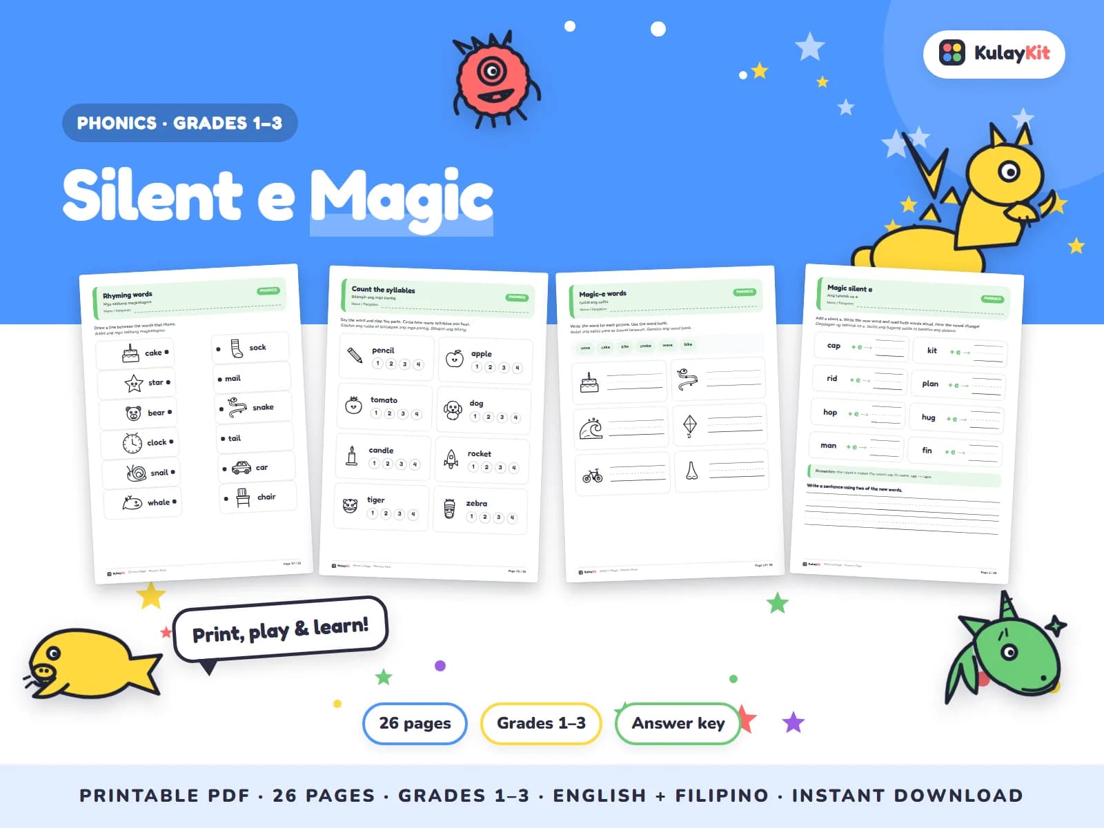 Phonics and alphabet practice for early readers.
