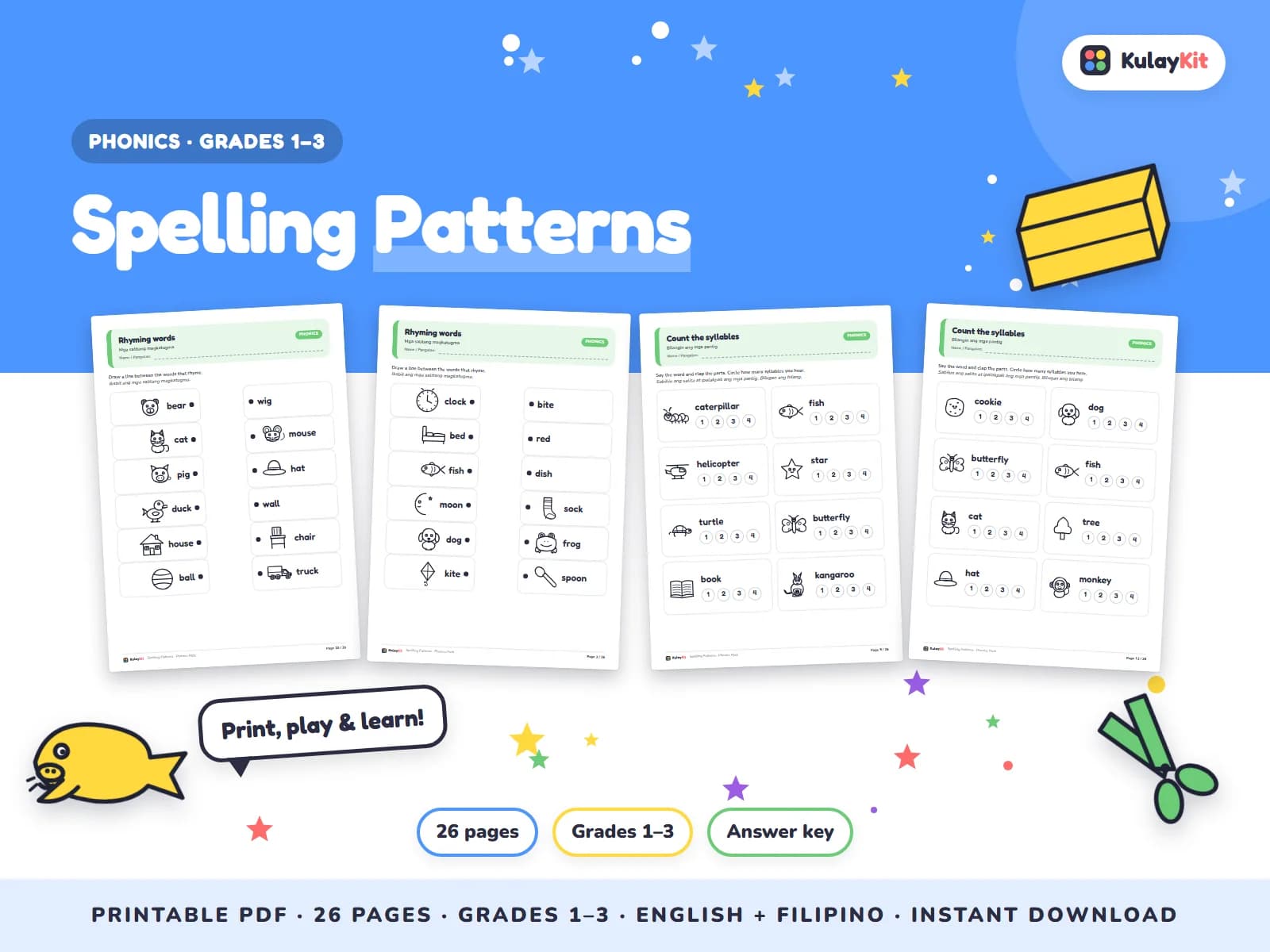 Phonics and alphabet practice for early readers.