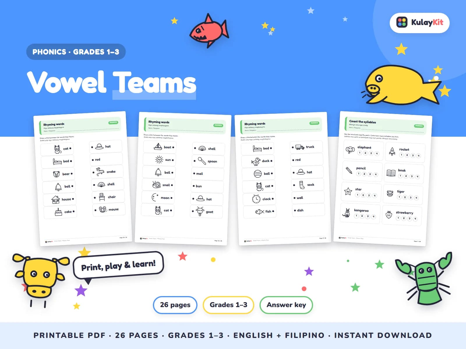 Phonics and alphabet practice for early readers.