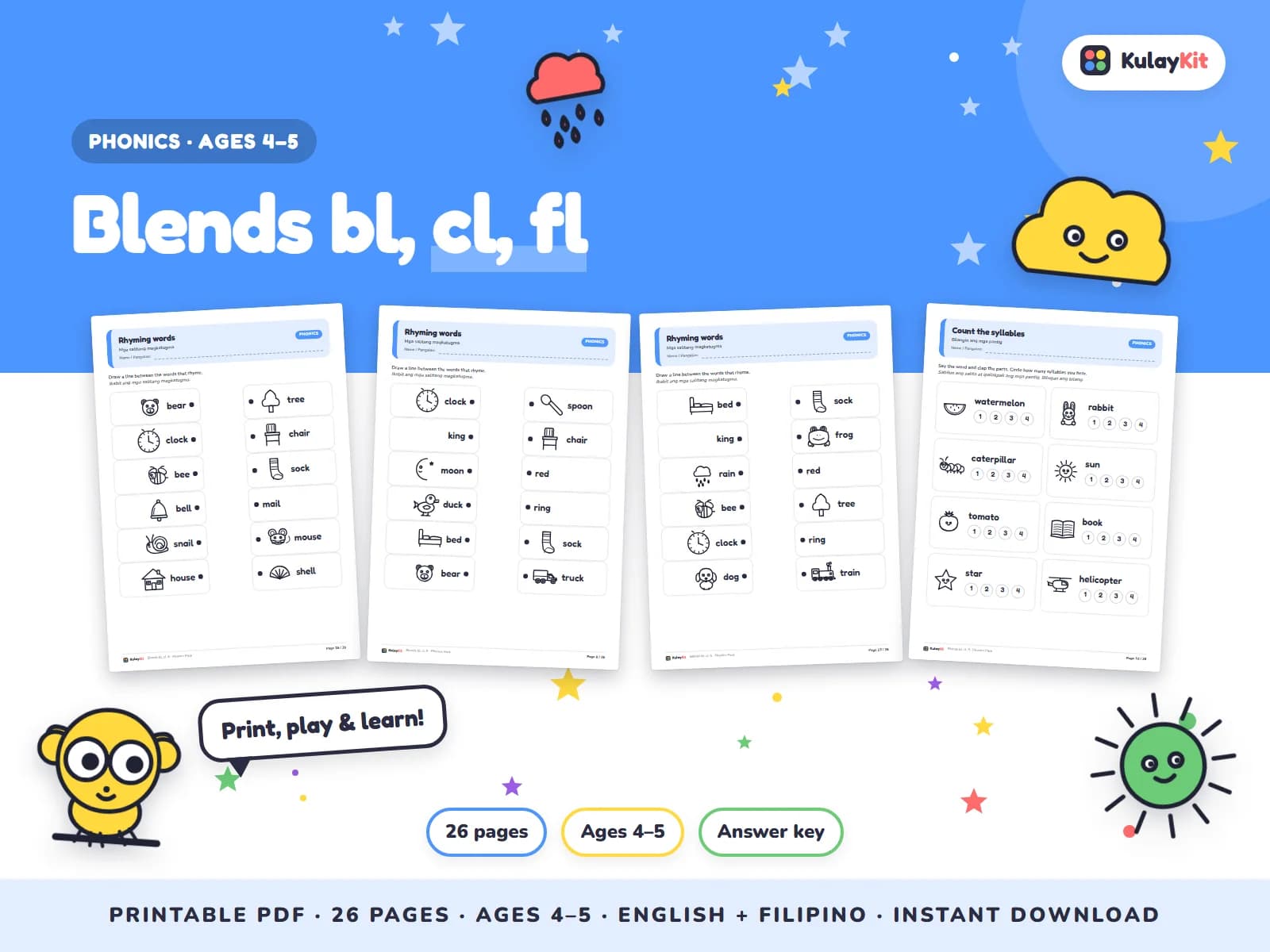 Phonics and alphabet practice for early readers.