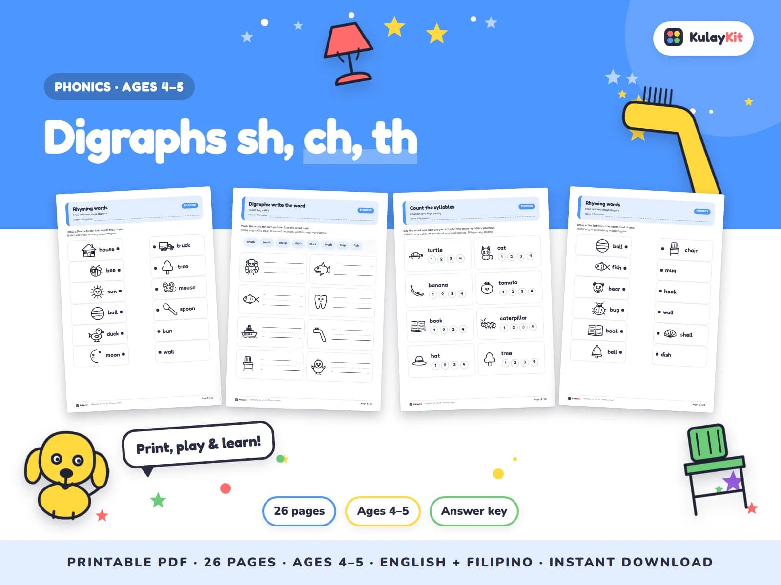Phonics and alphabet practice for early readers.