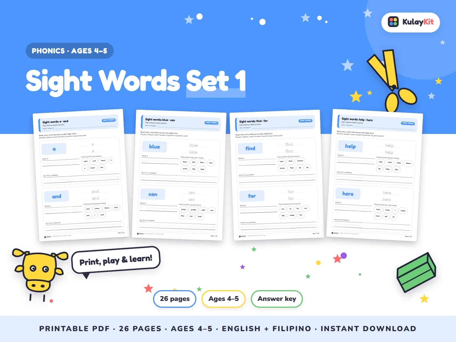 Phonics and alphabet practice for early readers.