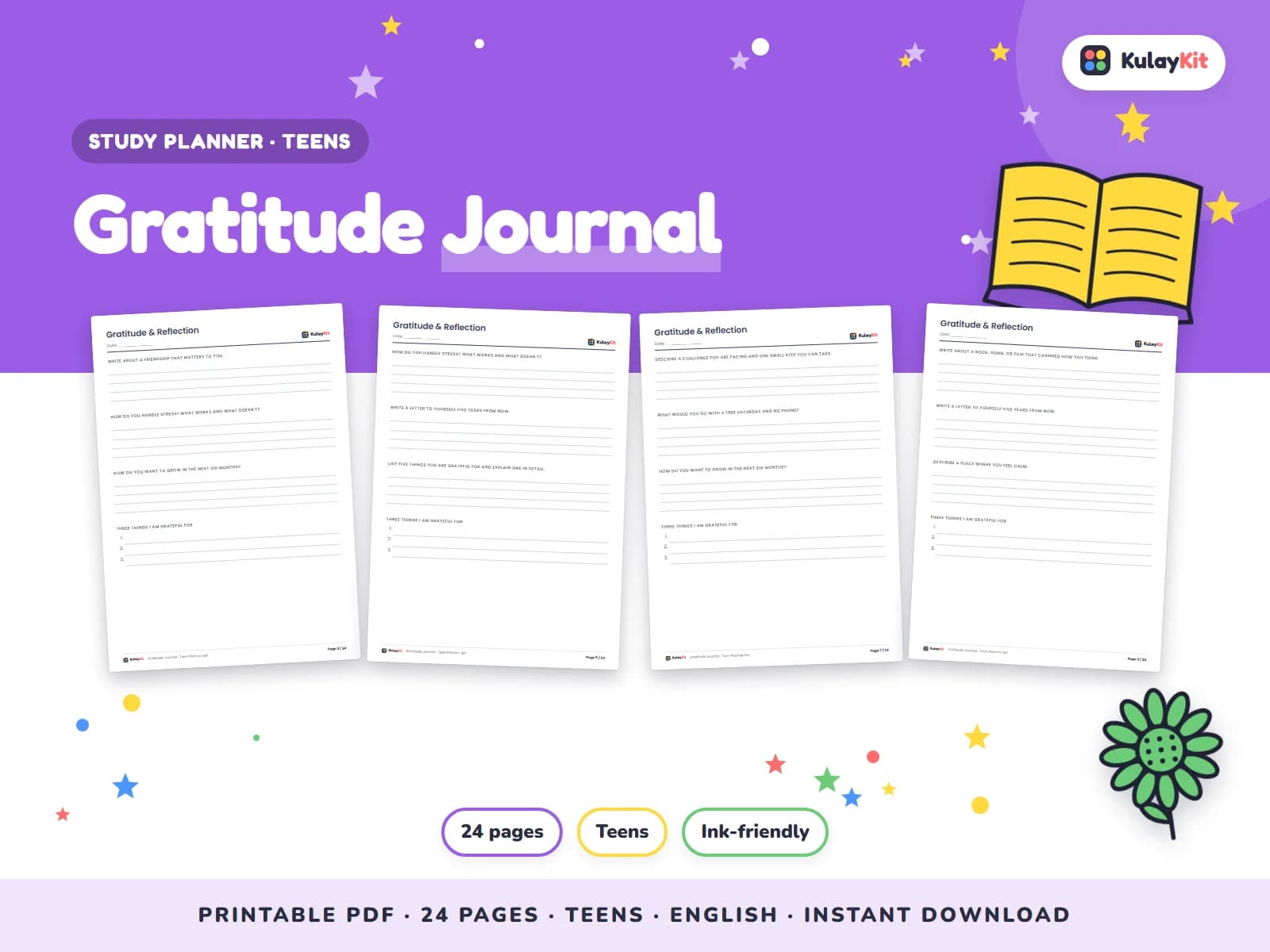 Clean, minimal planner pages for students.