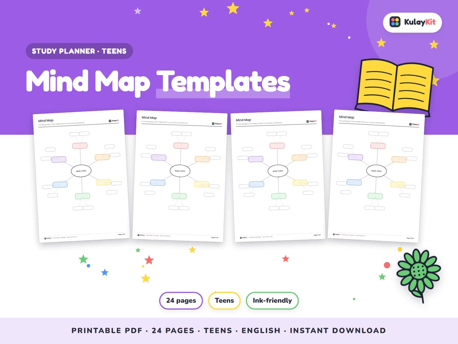 Clean, minimal planner pages for students.