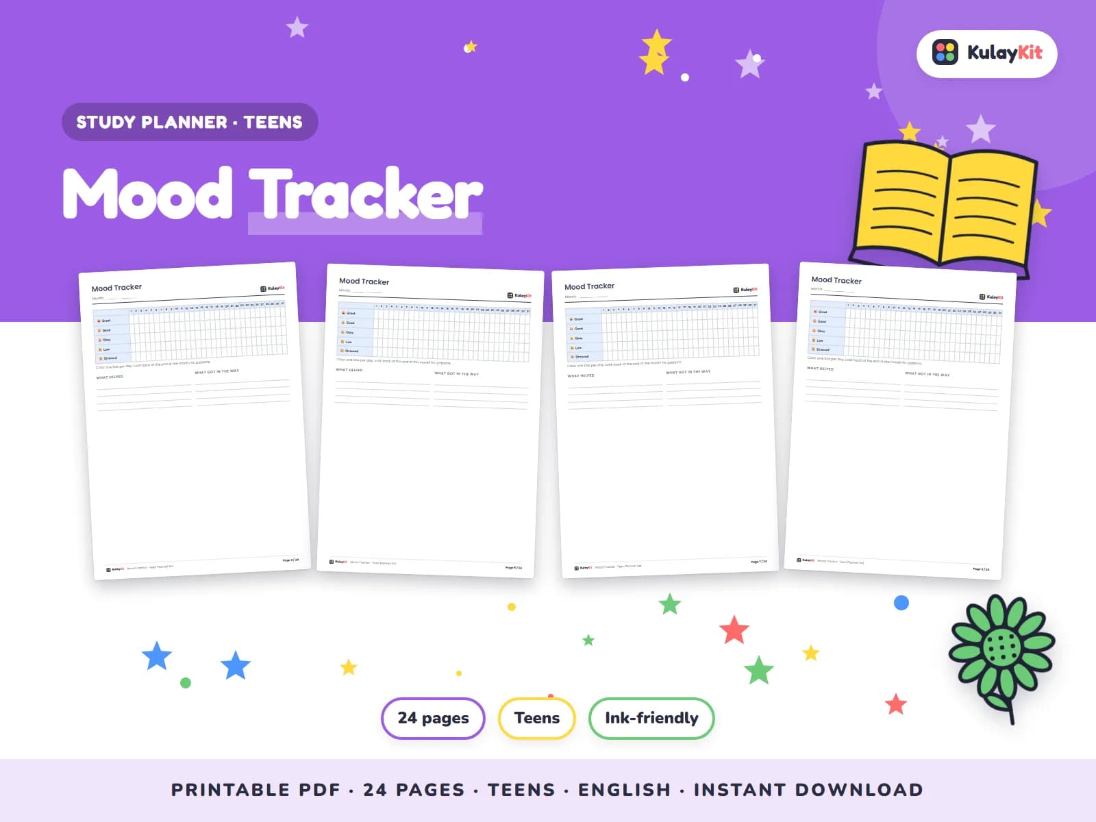 Clean, minimal planner pages for students.