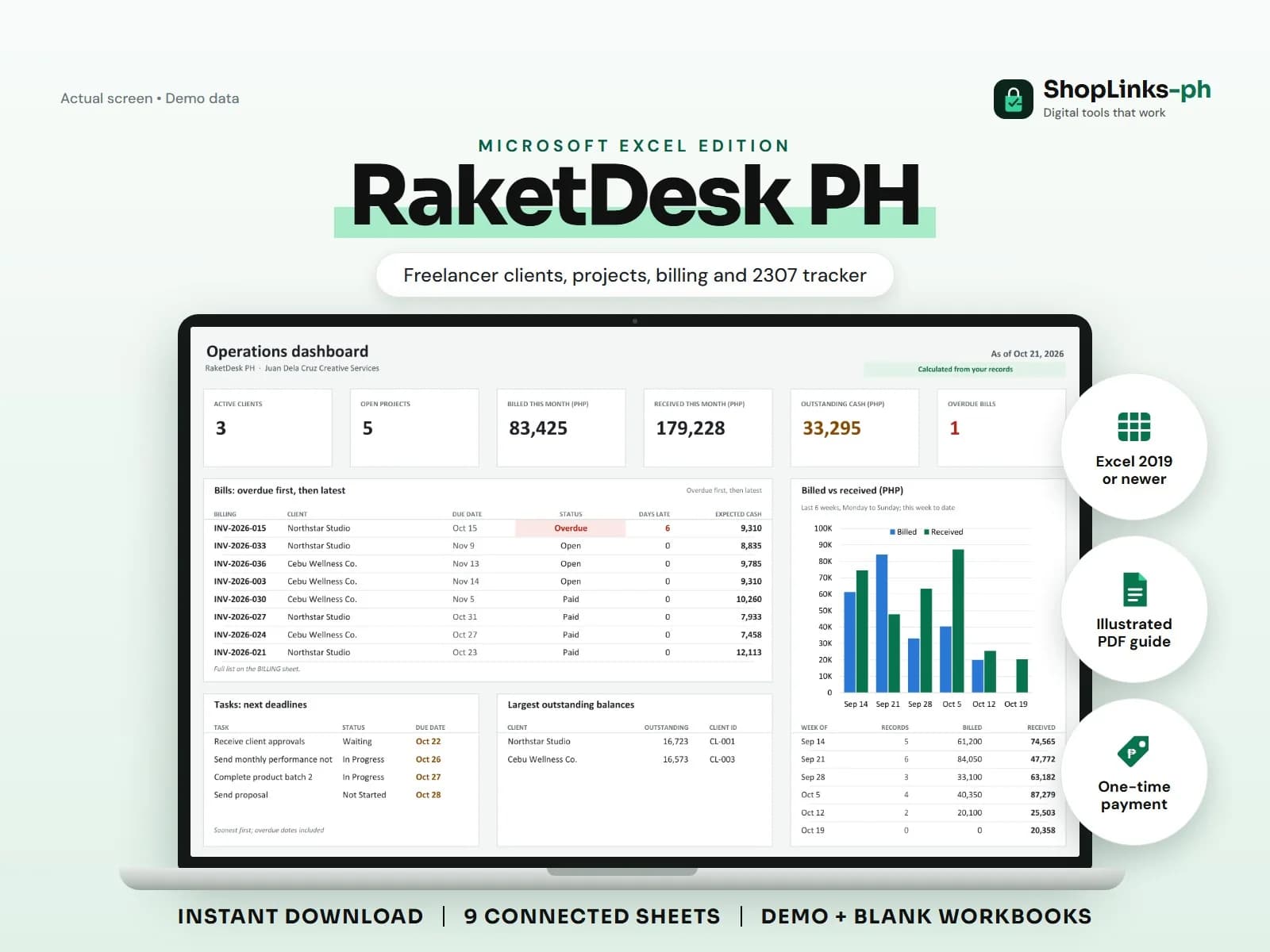 Run client work and collections from one professional Excel workbook.