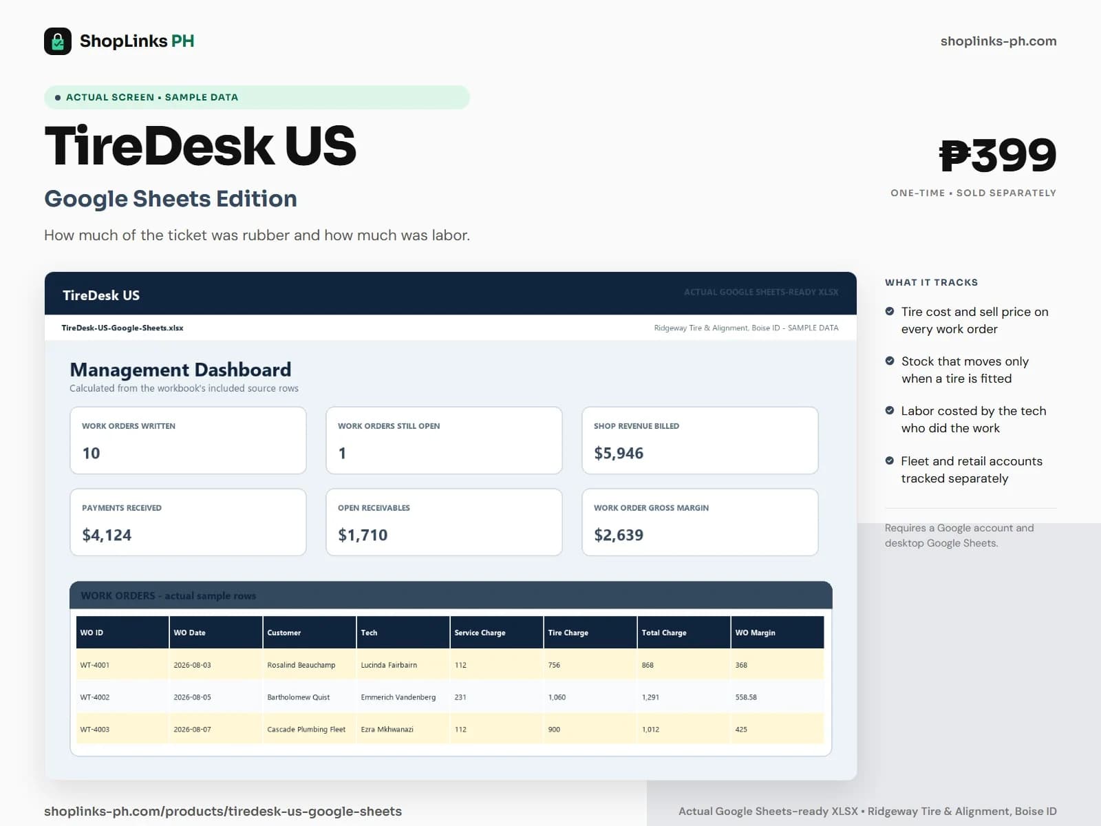 TireDesk US - Google Sheets Edition