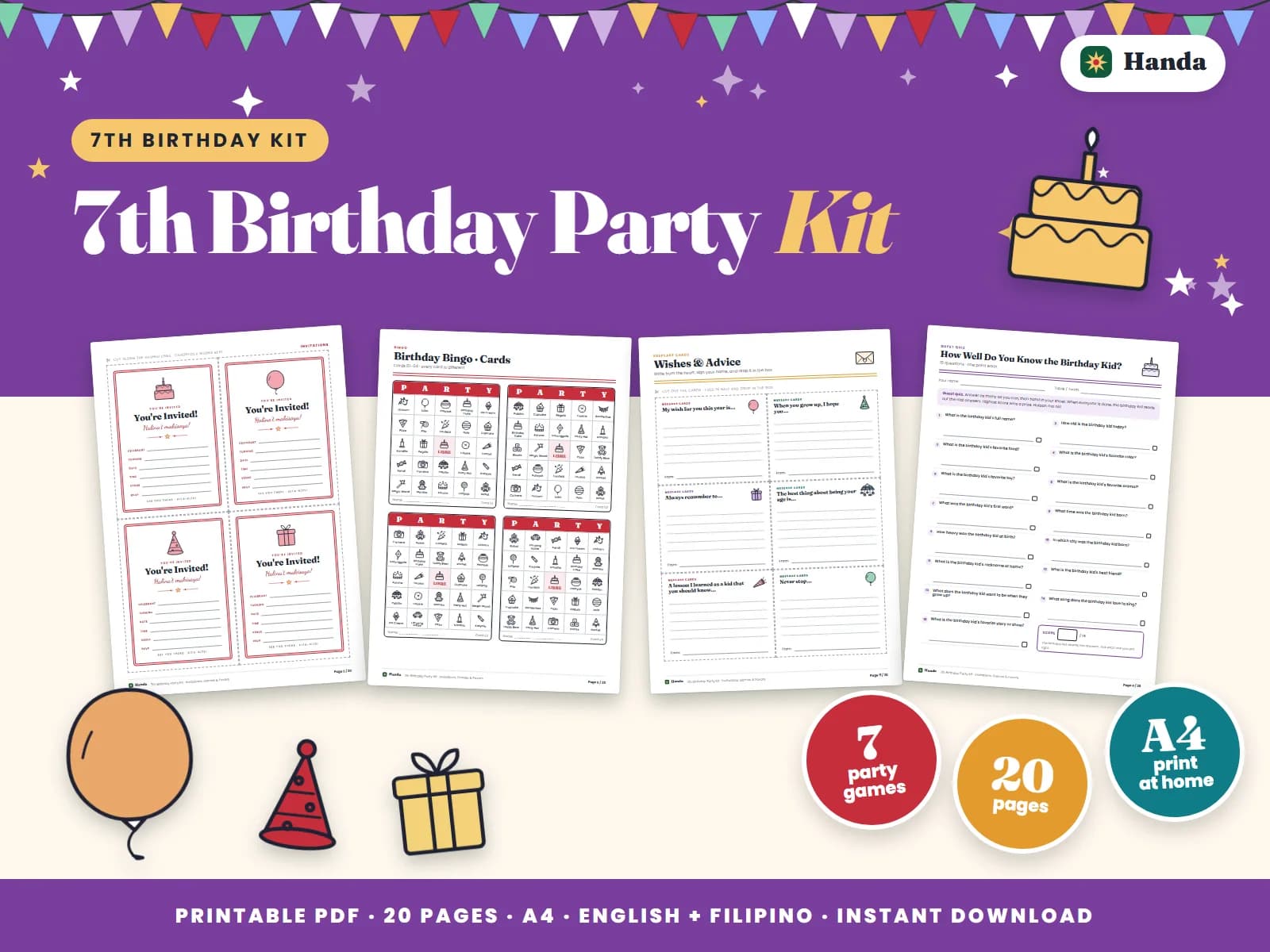 Invitations, games about the birthday kid, signs, thank-you cards and awards.