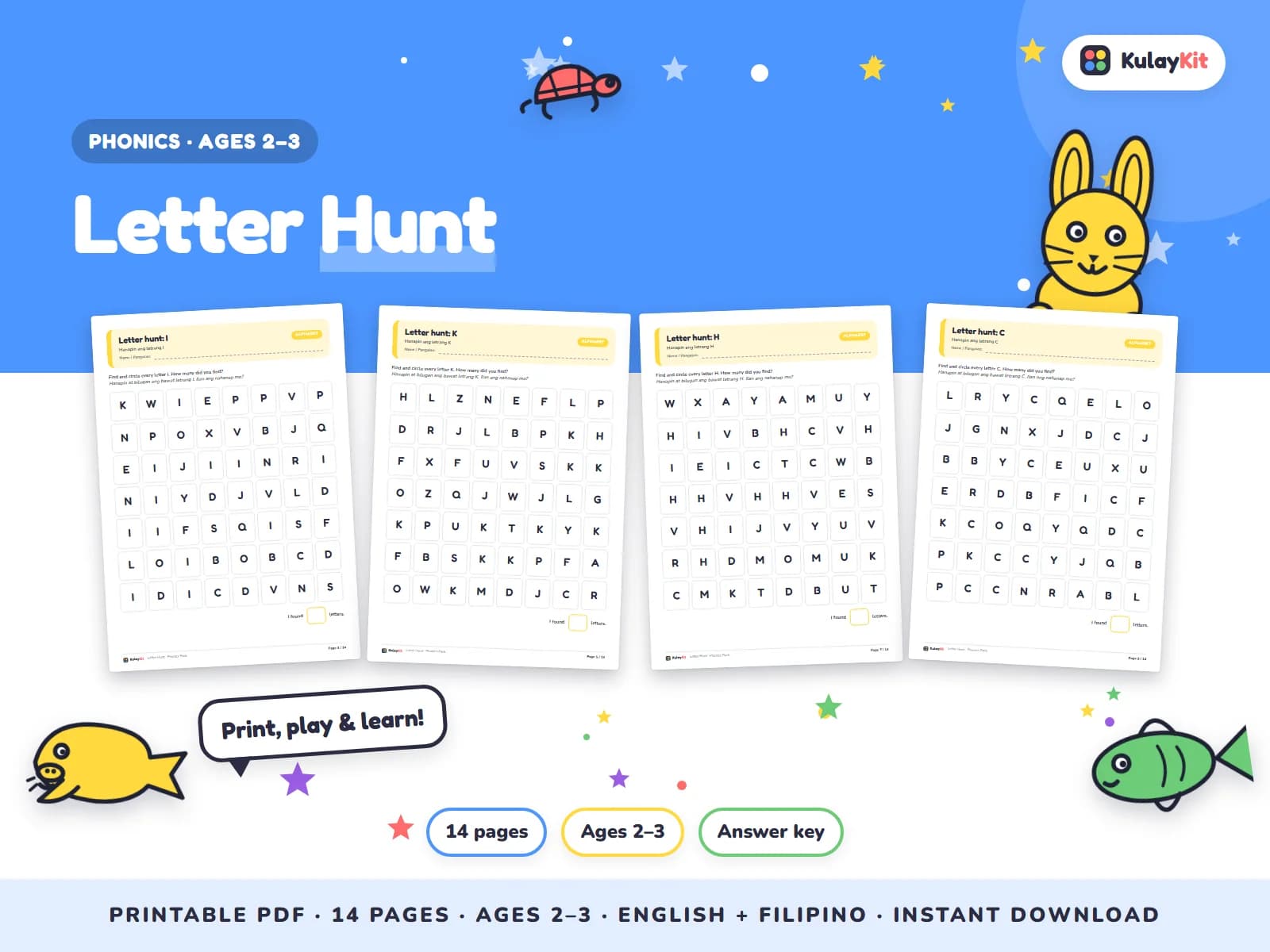 Phonics and alphabet practice for early readers.