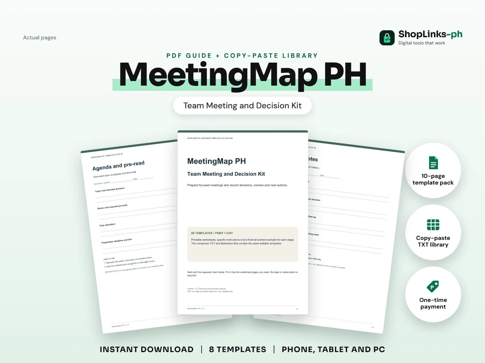Prepare focused meetings and record decisions, owners and next actions.